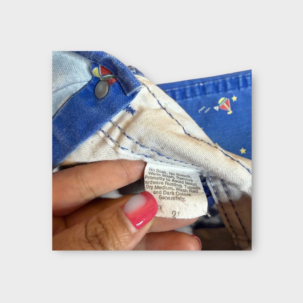OshKosh B’gosh Vintage Boat Wave Pattern Blue Overalls - Picture 6 of 7